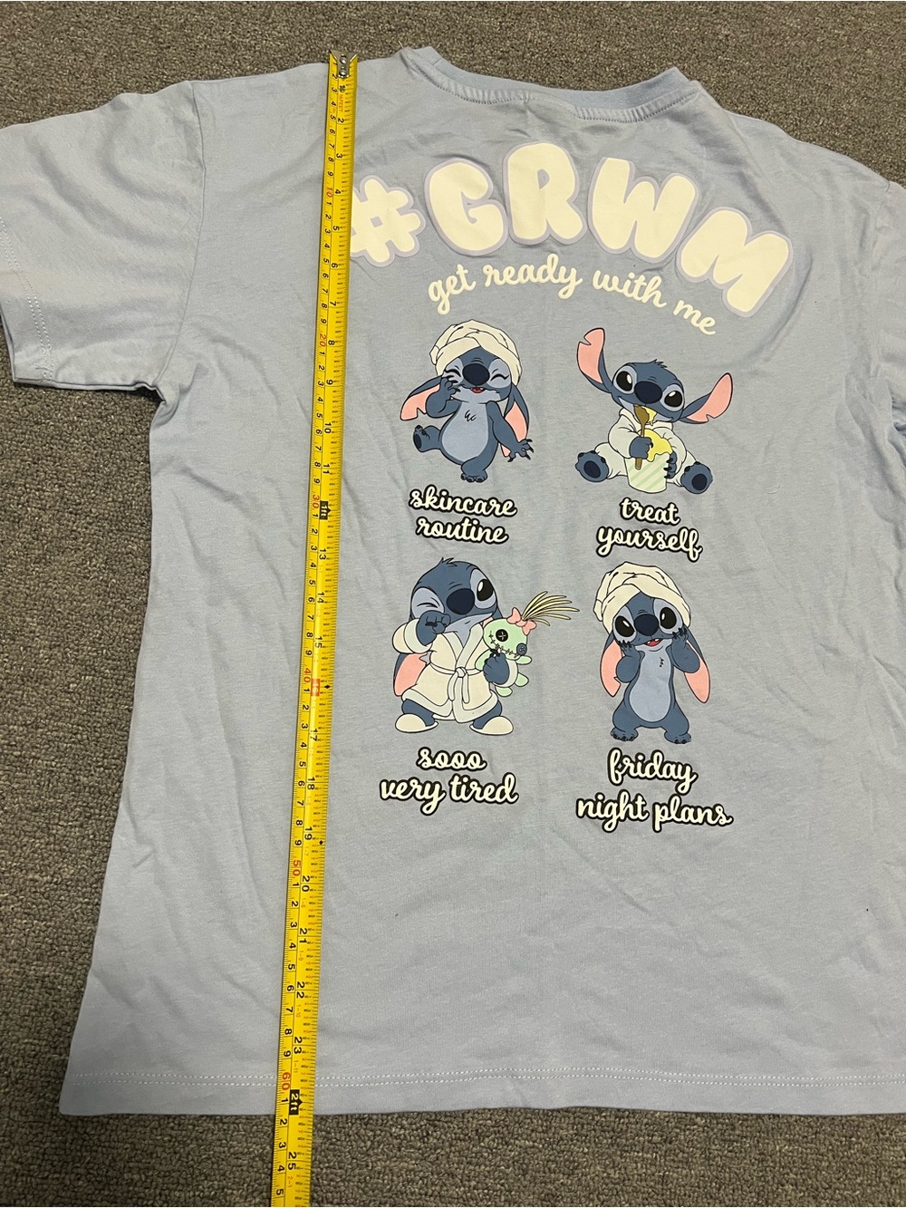Stitch Light Blue Short-Sleeve Kids Tee with GRWM Graphic 12T - Picture 5 of 6